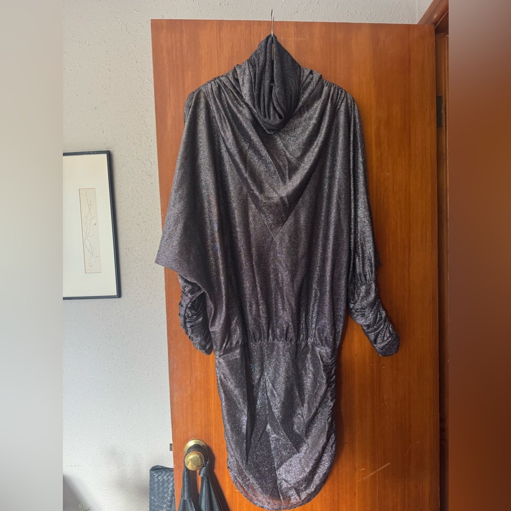 Vintage Krizia Poi lurex sheer cowl neck party dress!